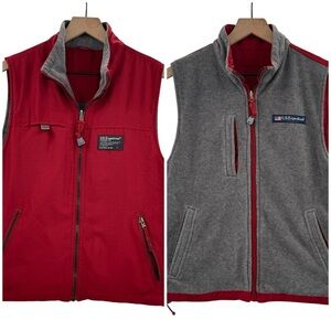 Vintage 90s Reversible Fleece Vest US Expedition Red Gray Full Zip Gillet | Sz S